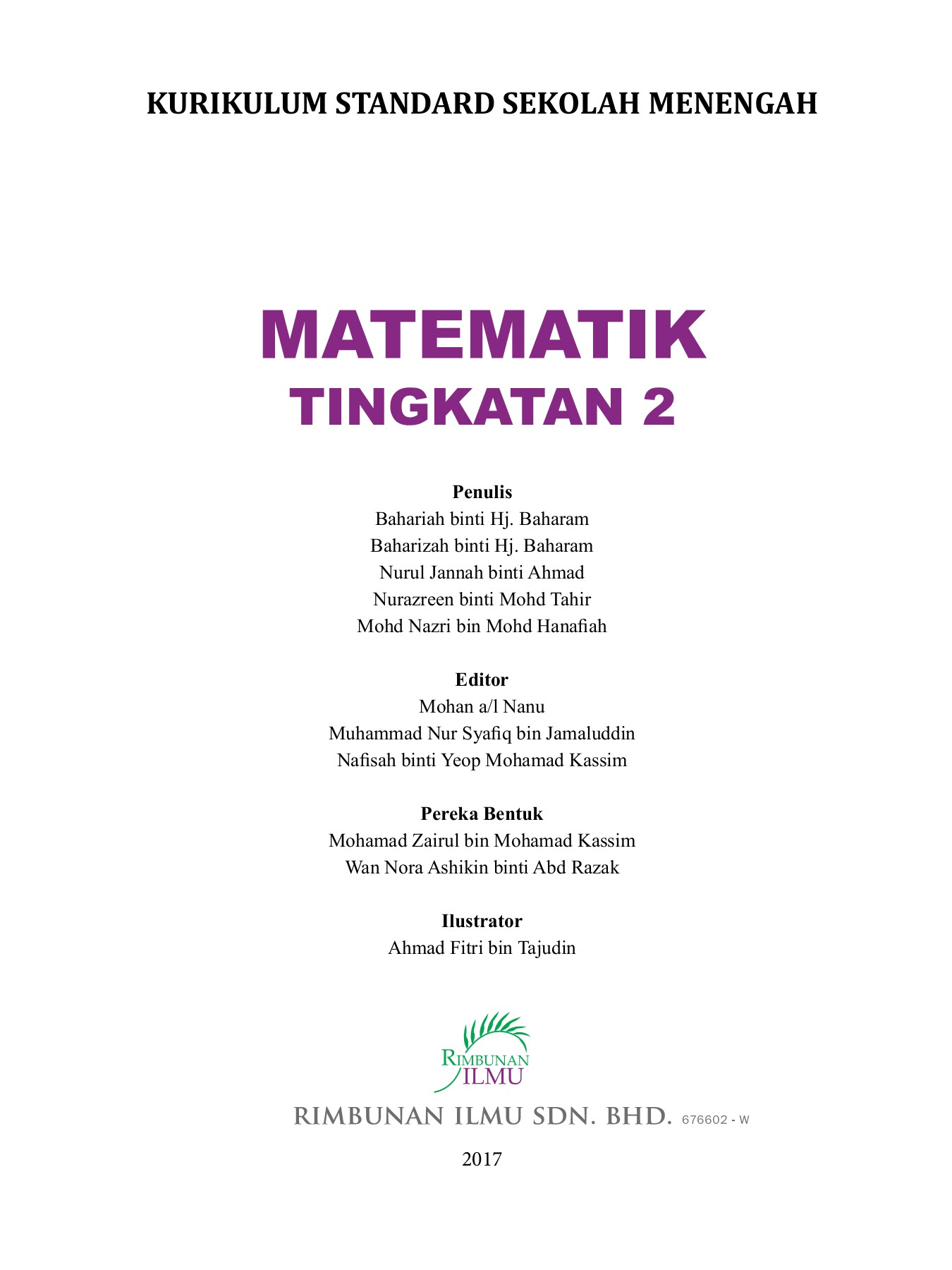 Buku Teks Matematik Tingkatan 2