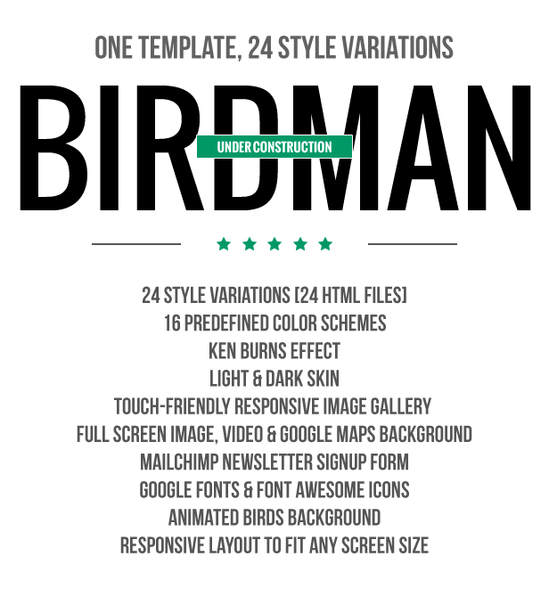 Birdman || Responsive Coming Soon Page (Under Construction)