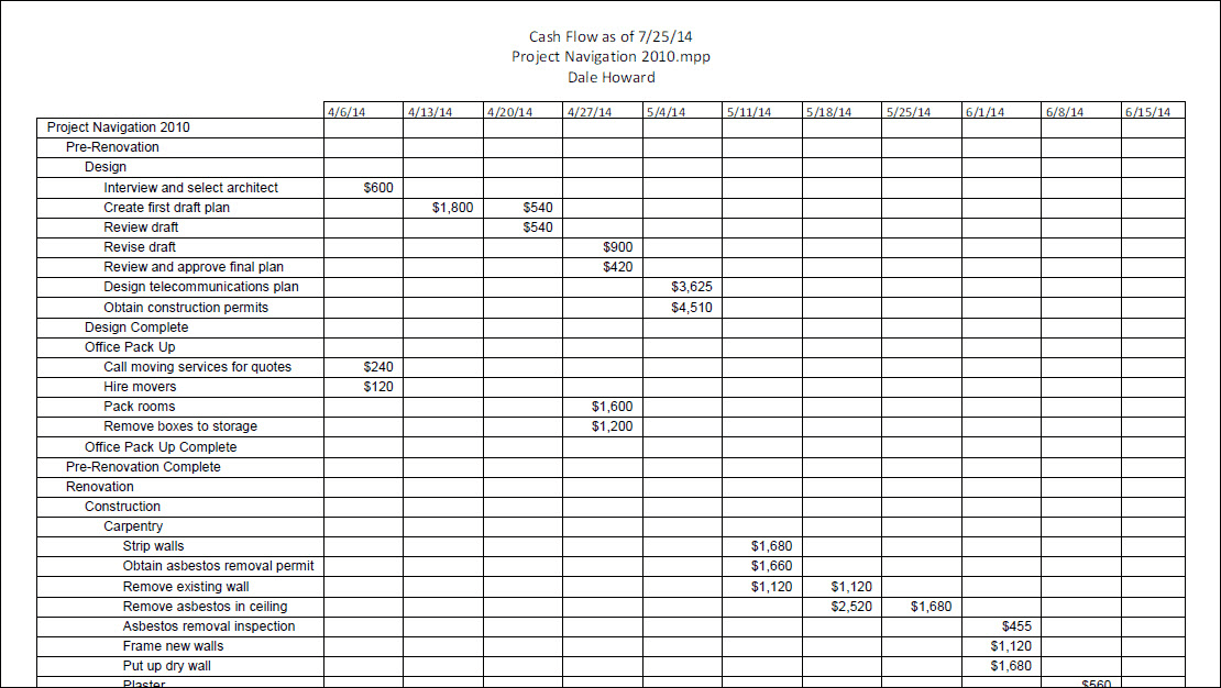 Create a Monthly Cash Flow Report in Microsoft Project 