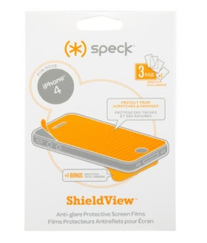 Speck Products ShieldView Anti-Glare Screen Protector for iPhone 4 (3 Pack + 1 Bonus Back Film)