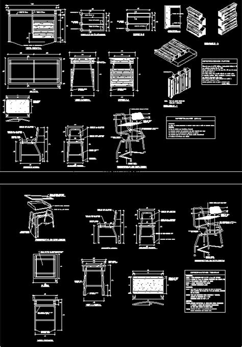 School furniture in AutoCAD | CAD download (138.53 KB