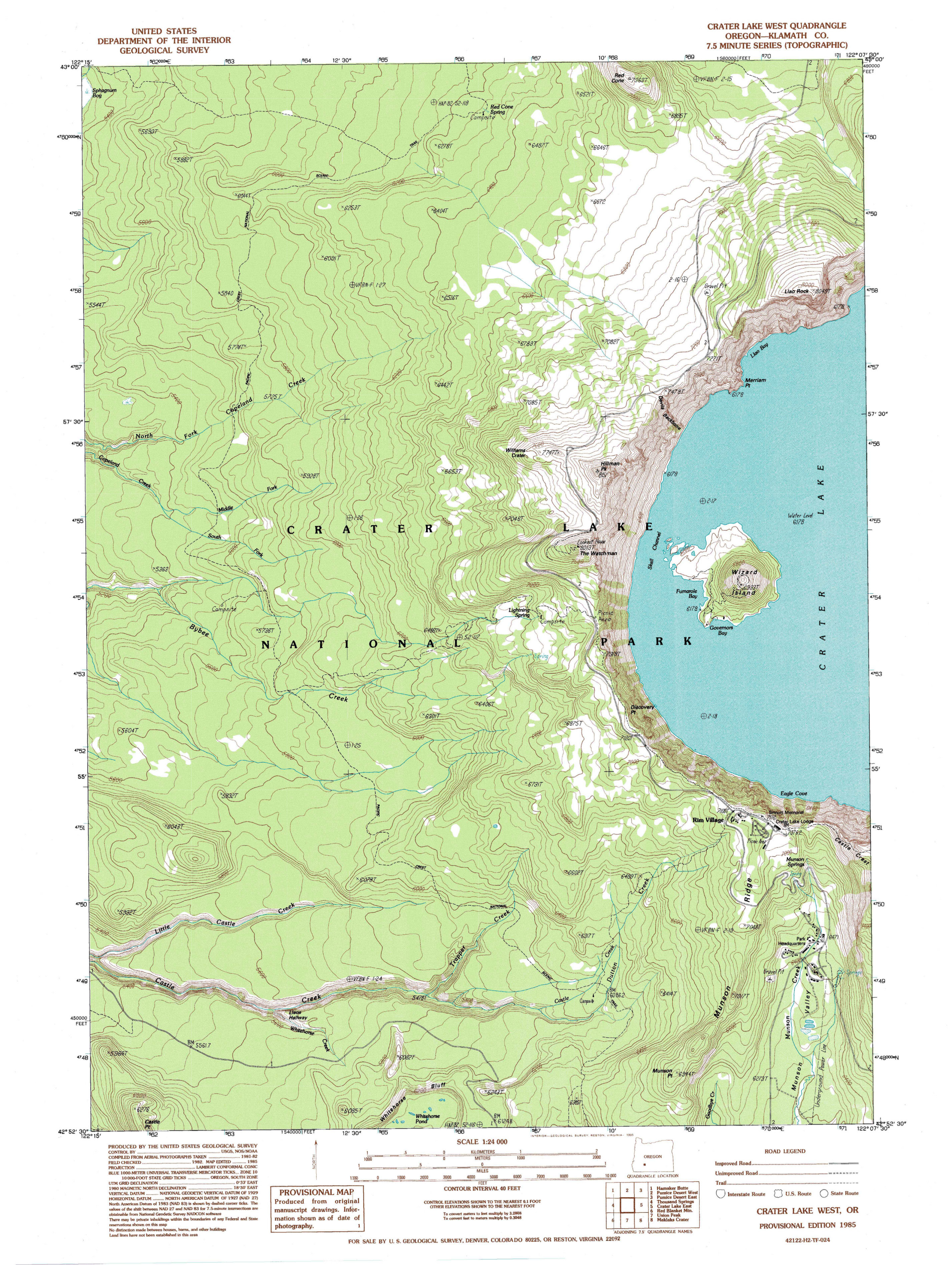 Crater Lake Topographic Map Crater Lake Maps | NPMaps.  just free maps, period.