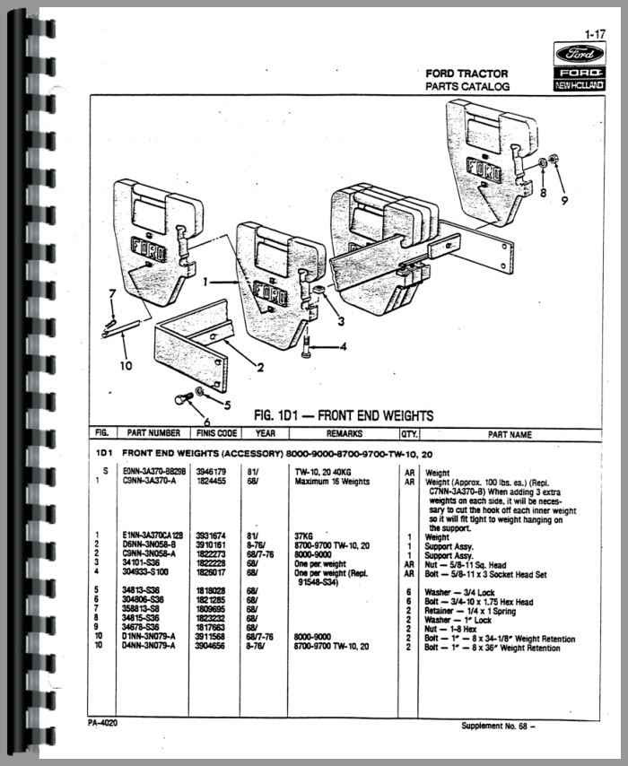 Ford TW 10 Tractor Parts Manual