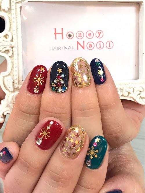 ハニーネイルクリスマスネイルデザイン Honey Nail ブログ 奈良県桜井市の美容院 ネイルサロン ワーカービー ハニーネイル