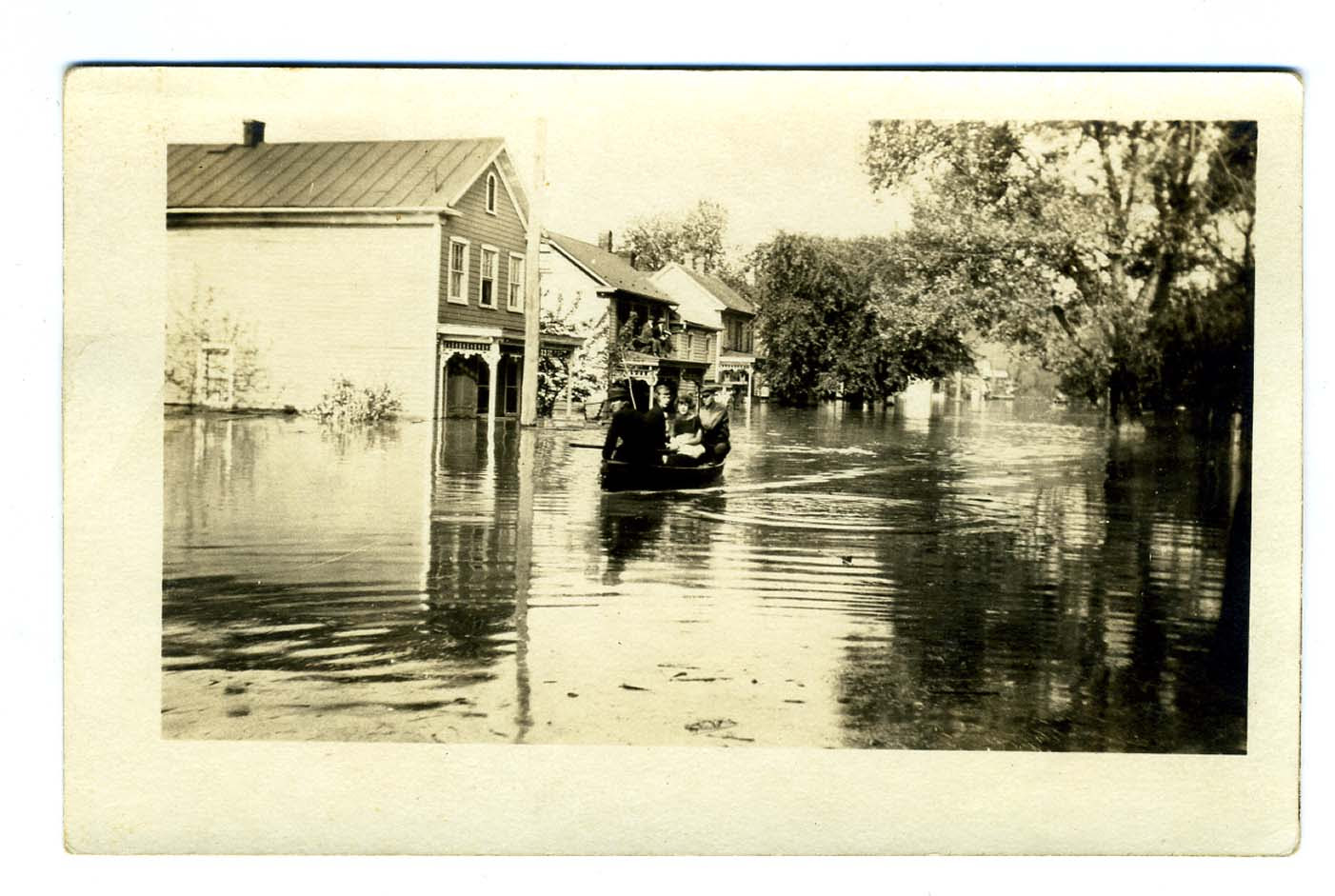  about Canoe on a Flooded Street Real Photo Postcard Wichita Kansas
