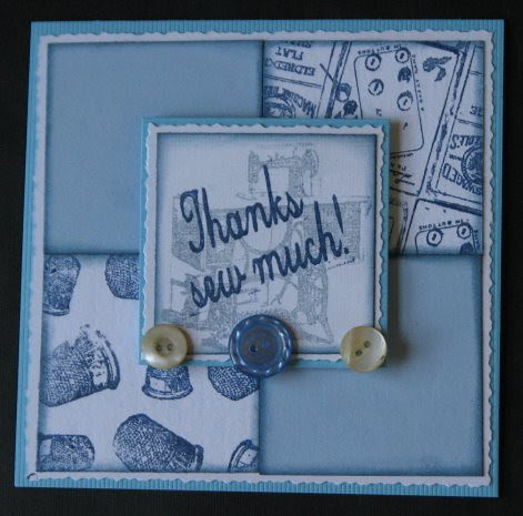 Thanks Sew Much Blue Card - Ink Stained Roni