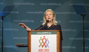 La secretaria General de Estado de EE.UU., Hillary Clinton, en la XIX Conferencia internacional del sida en Washington, EE.UU.EFE