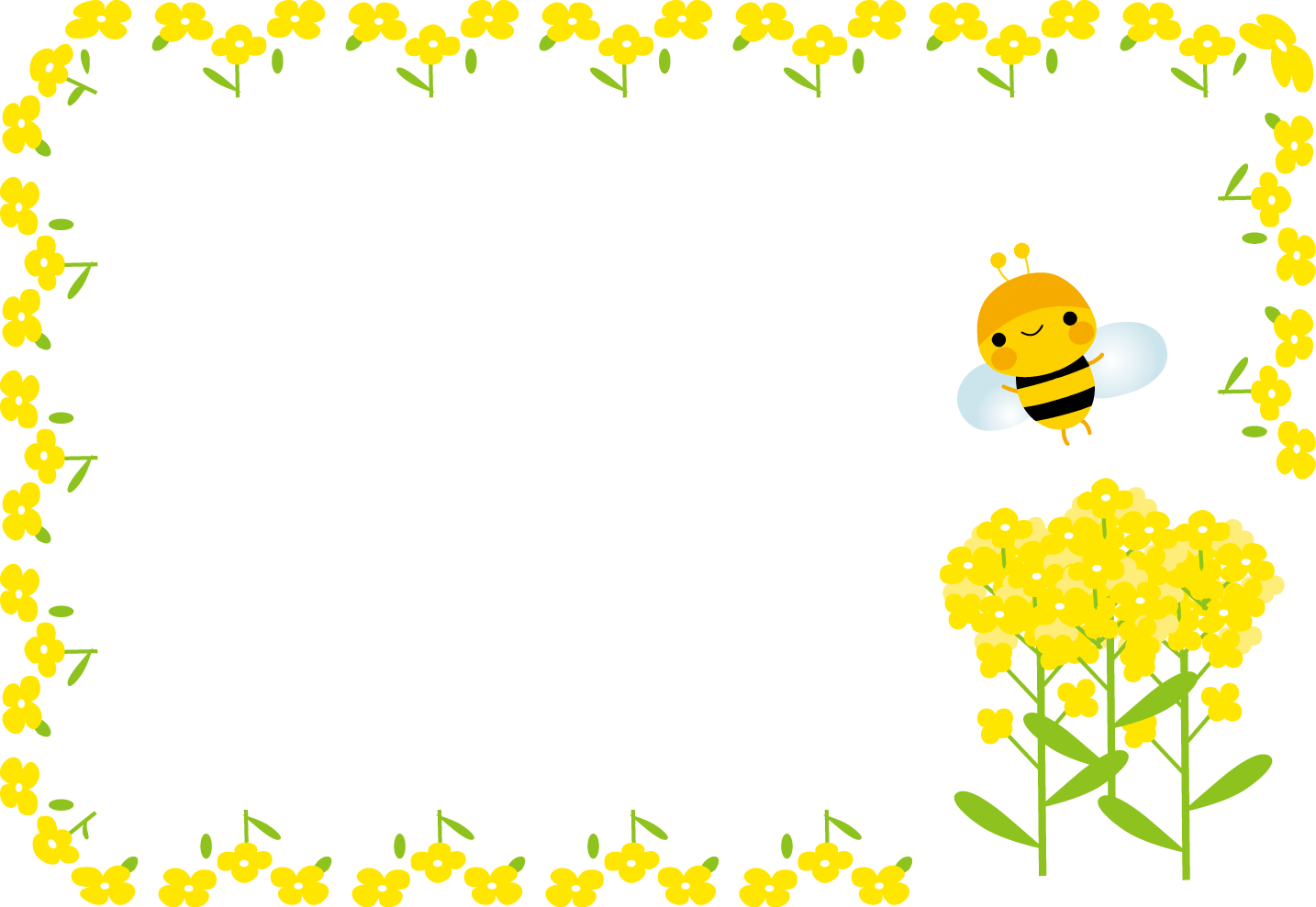 菜の花とみつばちのイラスト 無料イラスト フリー素材