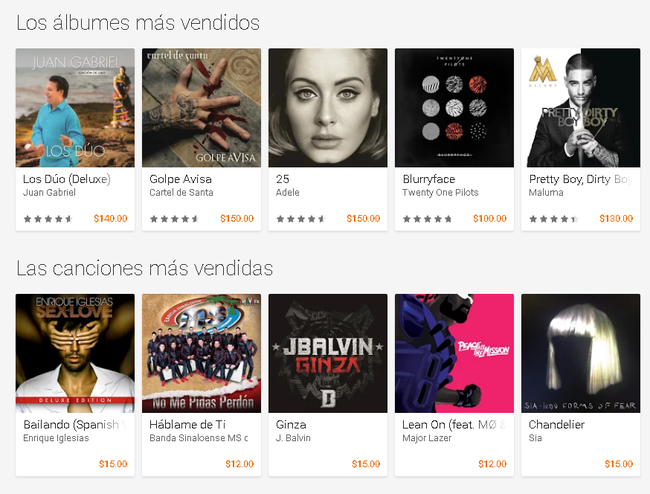 Albumes Canciones Mas Vendidos Google Play Mexico