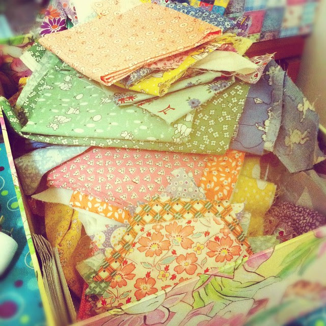 The last pieces of the twisted hexagon quilt