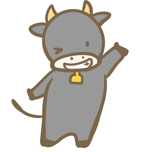 手を振る牛 黒 のイラスト かわいいフリー素材が無料のイラストレイン