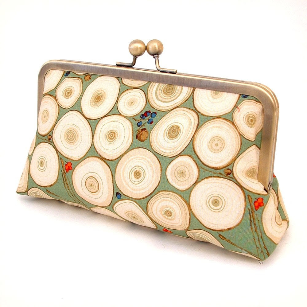 Tree rings - silk-lined clutch bag