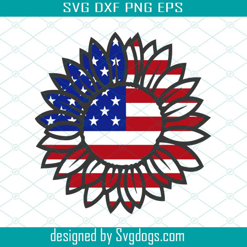 Download Sunflower SVG of American Flag for 4th of July, Patriotic ...