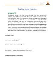 This reading comprehension worksheet is about volcanoes. reading comprehension volcanoes esl worksheet by maiamat