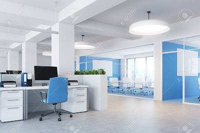 Blue And White Office Interiors