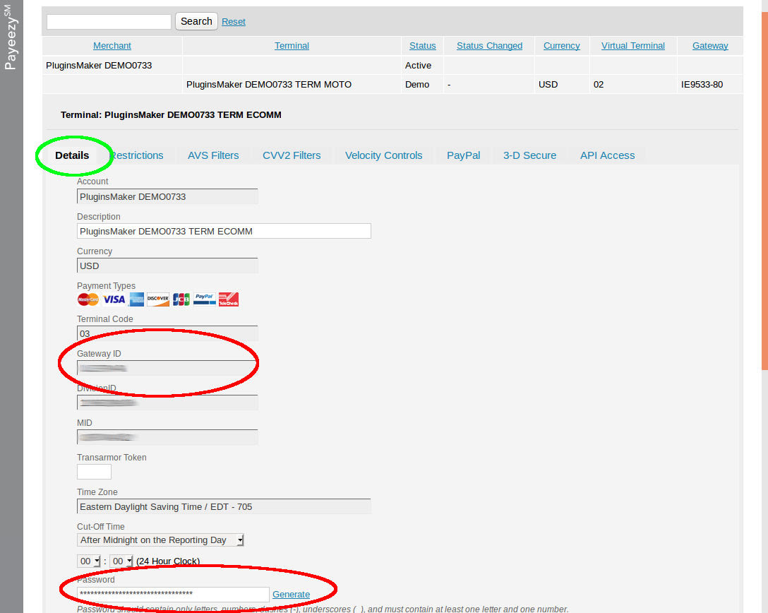 Payeezy Global Gateway e4 payment gateway