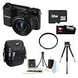 Samsung NX2000 20.3MP SMART Camera with 20-50mm Lens Bundle with 32GB SD Card + Tiffen 40.5 UV Protection Filter + Small Camcorder Case + Deluxe 8' Tripod and Accessories