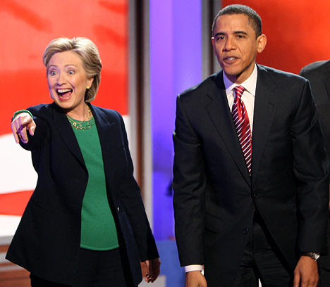 Hillary Clinton and Barack Obama
