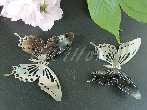 30pcs of Silver Butterfly Wall Decor Metal 3D butterfly ...