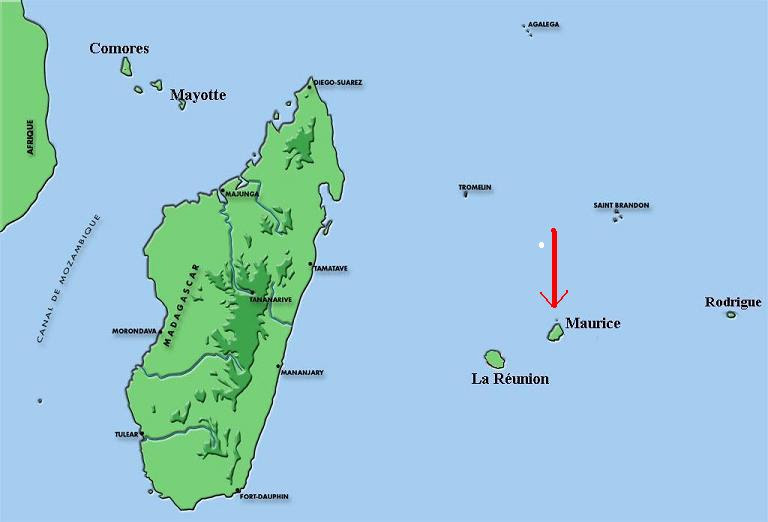 Kort Over Mauritius Fransk kort over Mauritius Kort Over Mauritius