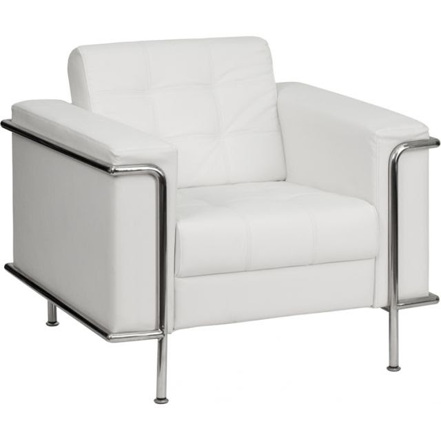 Flash Furniture Contemporary White Leather Chair with Encasing Frame (ZB-LESLEY-8090-CHAIR-WH-GG)