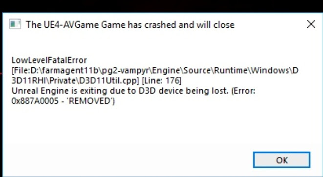 The Ue4 Avgame Game Has Crashed And Will Close Forumy Obsuzhdenie Pomosh Problema Ne Zapuskaetsya Reshenie Oshibki