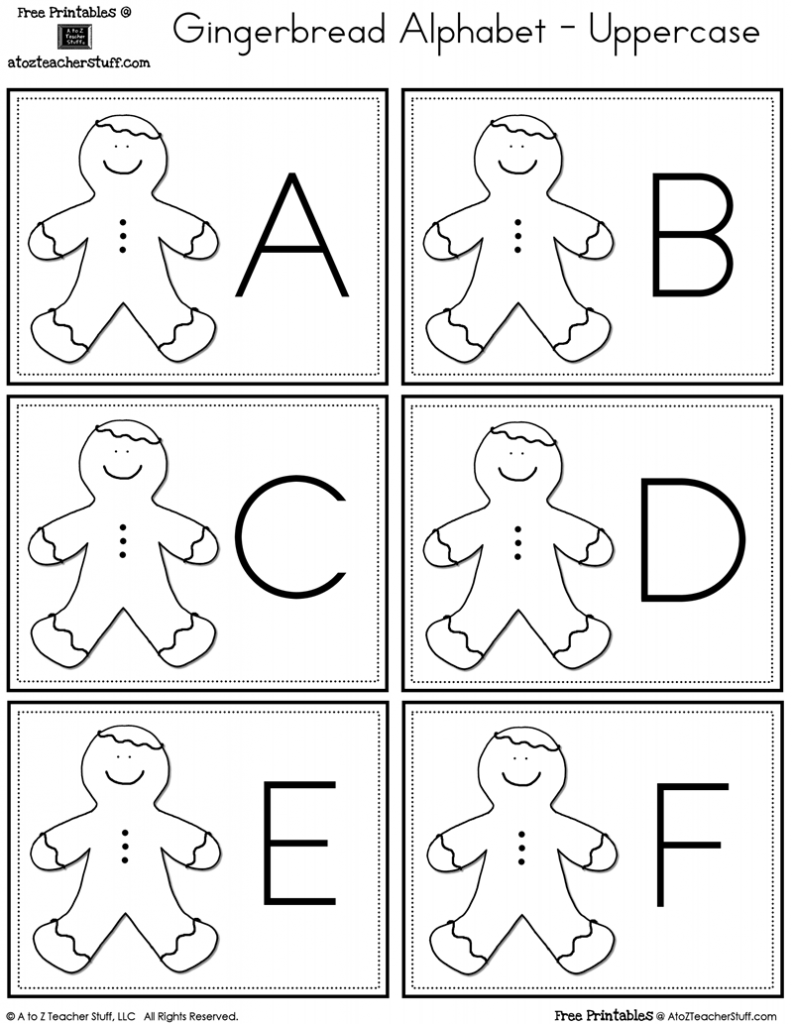 Gingerbread Printable Alphabet Cards Uppercase Letters A To Z Teacher Stuff Printable Pages And Worksheets