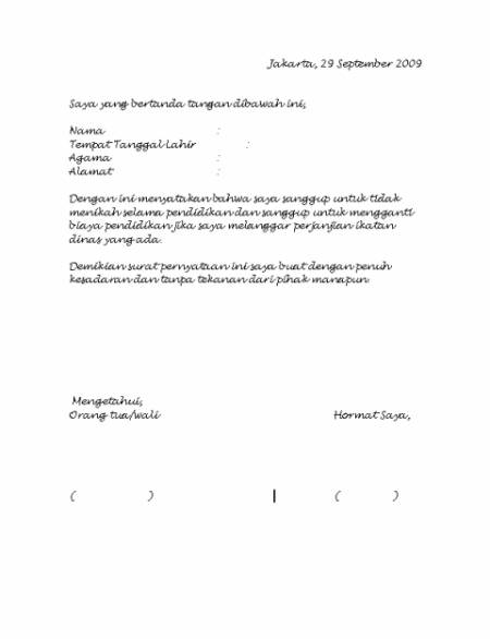 Surat pernyataan  Akademi Imigrasi's Blog