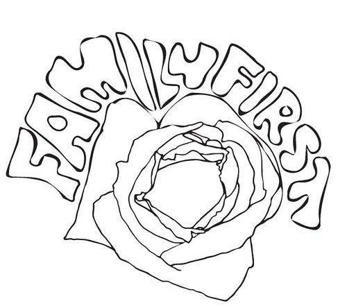 family first, line drawing. Line drawing for a tattoo design