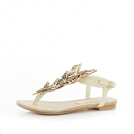 Girls cream butterfly sandals - shoes  boots - sale - girls