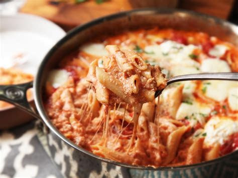 easy skillet baked ziti  sausage  ricotta recipe