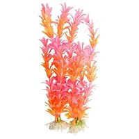 Como Aquarium Fish Tank Orange Pink Plastic Leaf Water Grass Plants Decoration 10 Pcs