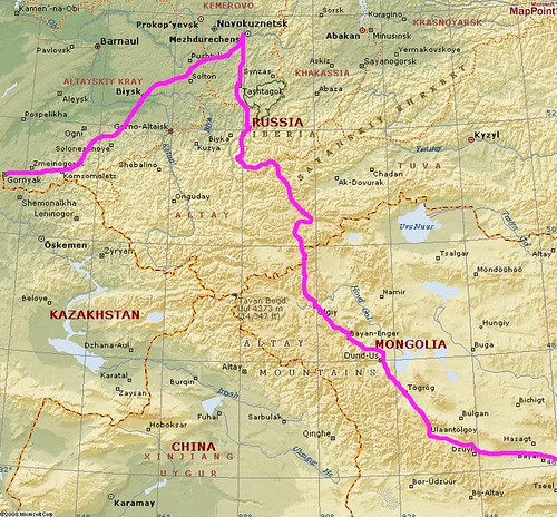 Mongolia Border Region Overview with route