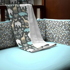 carousel designs gray-zoology-crib-blanket
