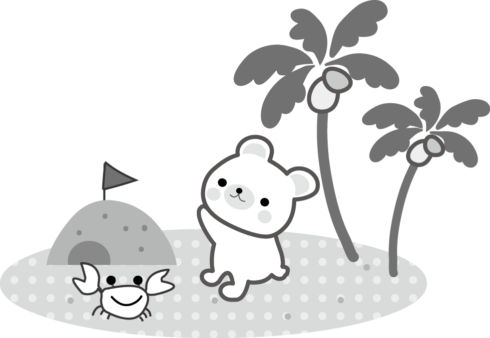 夏のビーチのイラスト海の砂浜 無料イラスト