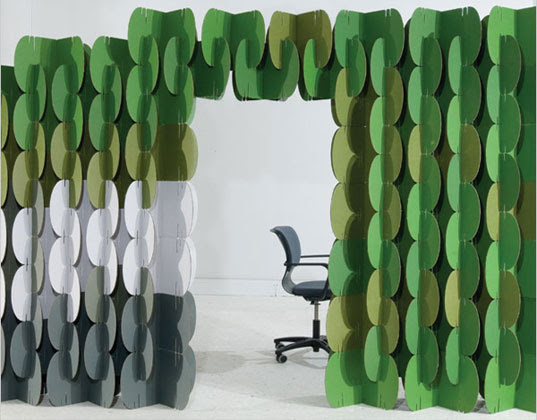 MIO, Nomad screen, cardboard design, recycled cardboard screen, cardboard screen, green screen, ICFF 2007
