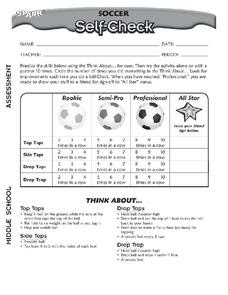 Soccer Self-Check Worksheet for 5th - 8th Grade | Lesson Planet