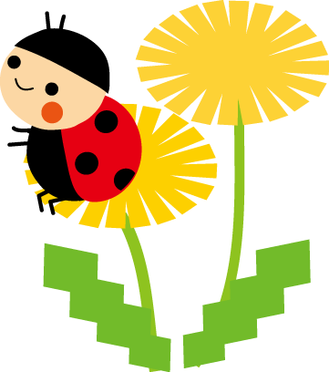 たんぽぽとてんとう虫のイラスト 無料イラスト フリー素材