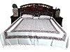 Boho Hippie Tapestry Bedspread- India Inspired Bedding Brown Maroon White Paisley Printed Cotton Bedcover