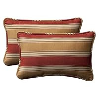 Pillow Perfect Decorative Red/Gold Striped Toss Pillows, Rectangle, 2-Pack