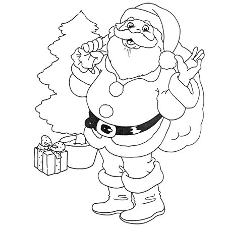 Coloriage A Imprimer Pere Noel Avec Sa Hotte Sur Le Dos