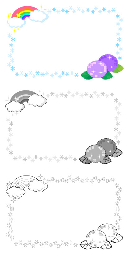 紫陽花の飾り枠 まてりある幼稚園素材 印刷用