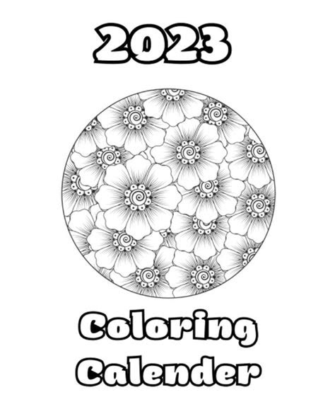  digital 2023 25 page coloring calendar printable monthly etsy