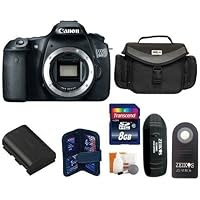 Canon EOS 60D SLR Digital Camera Body + Large Vidpro Camera and Lens Case + Extra High Capacity Lithium-Ion Battery Pack + Transcend 8 GB Class 10 SDHC Memory Card + Card Reader + Memory Card Case + Zeikos Shutter Release + Digital Camera Cleaning Kit.