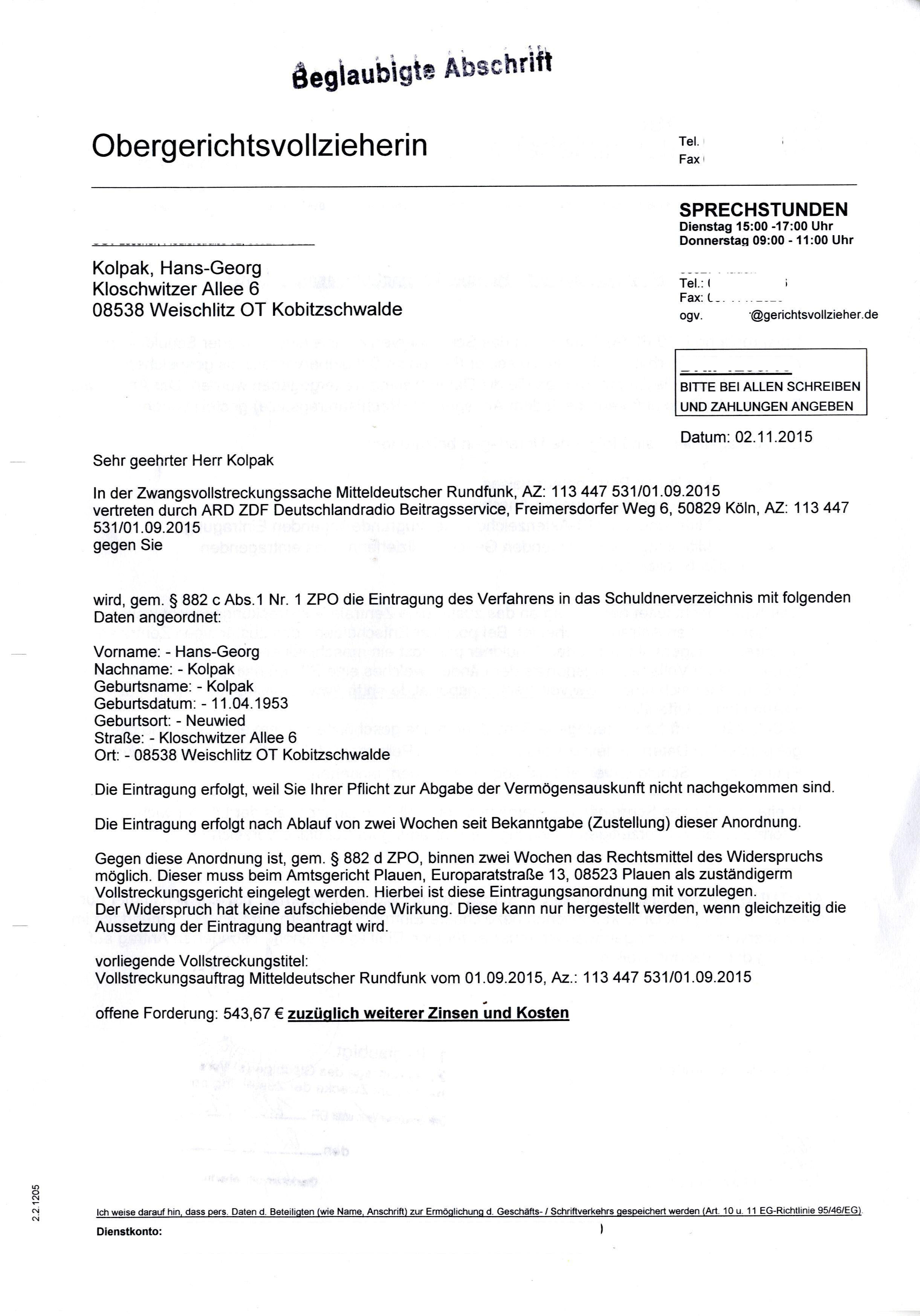 Meine Schreiben an Beitragsservice und Konsorten