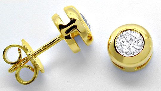 Original-Foto 2, BRILLANT-OHRSTECKER 0,49 GELBGOLD MASSIV 18K LUXUS! NEU