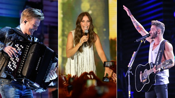 Michel Teló, no Sai do Chão, Ivete Sangalo, no Show da Virada, e Gusttavo Lima, no Sintonize, atrações do fim de ano da Globo (Foto: Globo)