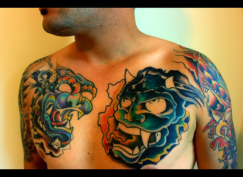 Session 4 Chest Piece Japanese Demon Tattoo 