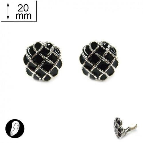  SG PARIS BIJOUX FANTAISIE BOUCLE D'OREILLES CLIP FEMME METAL EMAILLE NOIR / JET