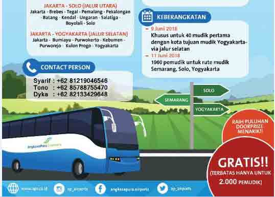 Info Mudik Gratis Angkasa Pura 2019 - Tours By Rail